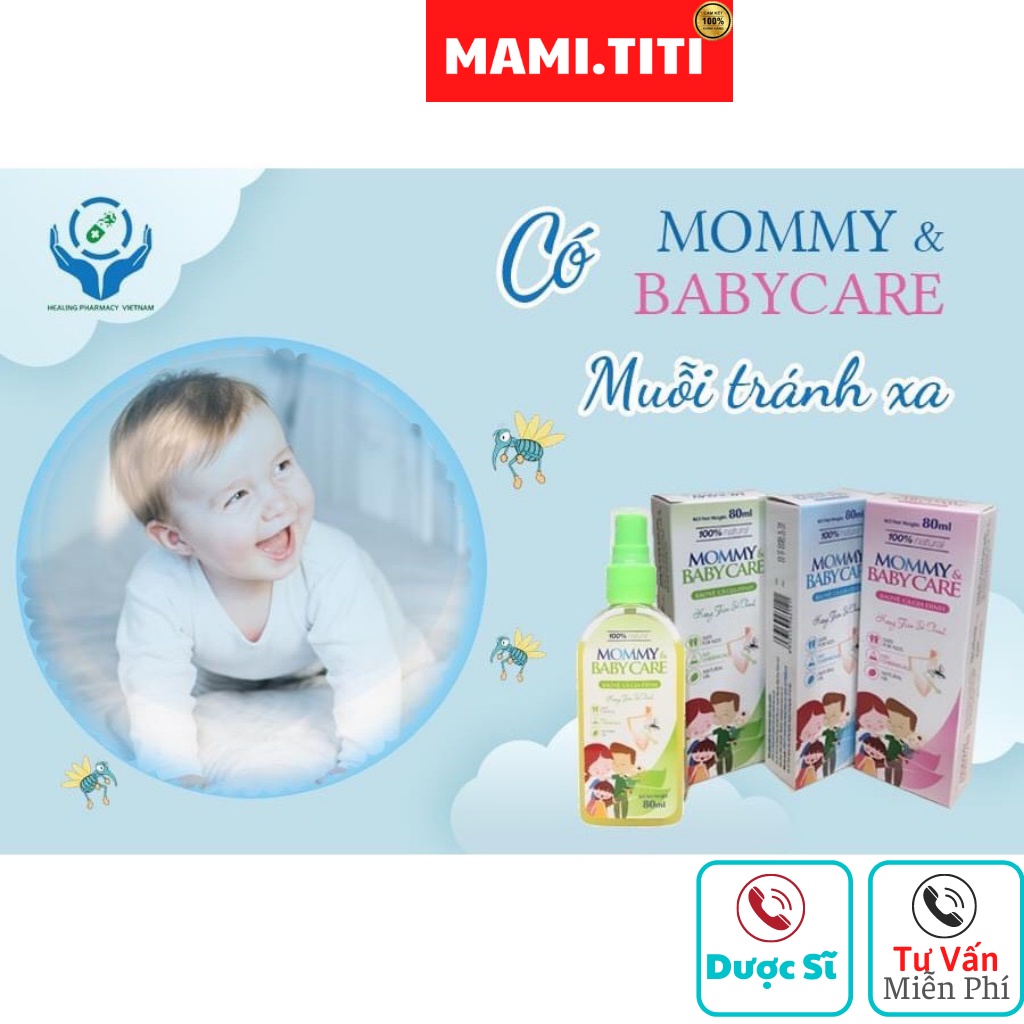 Tinh dầu đuổi muỗi, hương tràm sả chanh Mommy &amp; BabyCare  dạng bình xịt phun sương chống muỗi suốt 8h đồng hồ