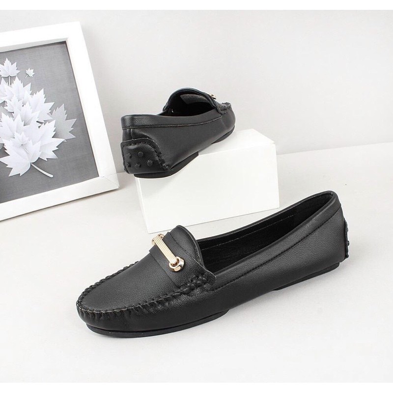 Giày mọi nữ đế bệt cao cấp/ giày đế bằng Màu bò- đen | ASHOES VNXK | BigBuy360 - bigbuy360.vn