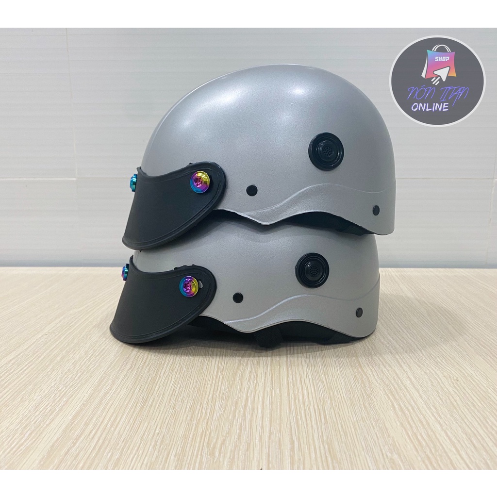 [TẶNG TEM BIKER] Nón Bảo Hiểm Trơn - Màu Sơn Nhám - Gắn 3 Ốc TiTan Gr5 Siêu Ngầu