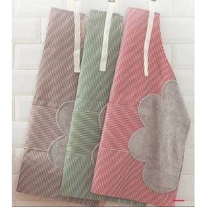 Tạp dề nấu ăn chống nước kẻ sọc kèm khăn lau tay bên hông, Tạp dề Hàn Quốc chống thấm nước có túi tiệ lợi