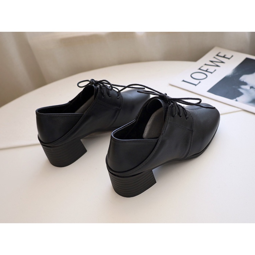 Giày oxford mũi vuông cao gót