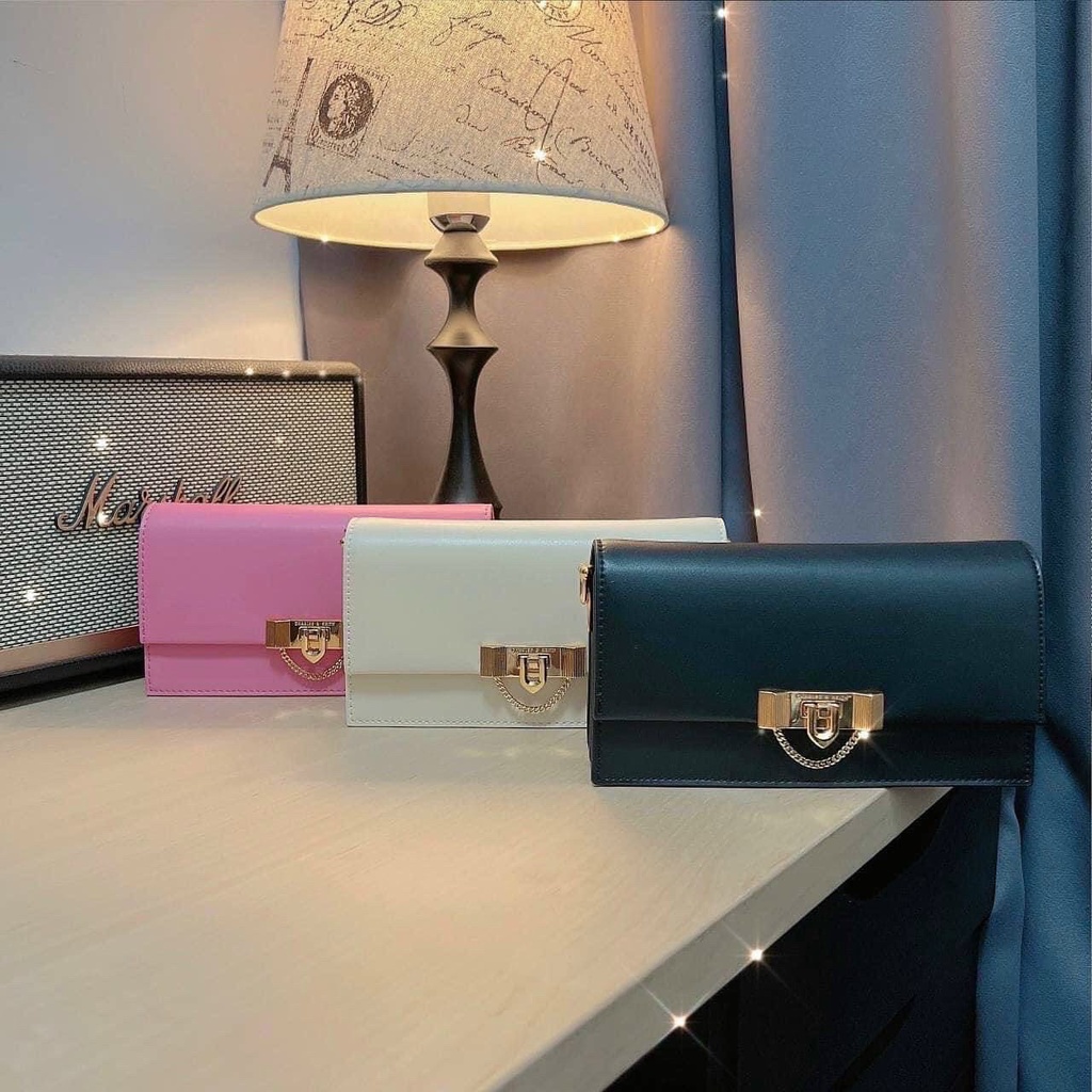 Túi xách nữ chữ C dáng clutch khóa nhọn nhiều ngăn đựng vừa điện thoại có dây đeo chéo