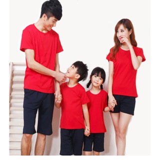 ÁO THUN TRƠN CỔ TRÒN MÀU ĐỎ TƯƠI TAY NGẮN NAM NỮ ( CÓ CẢ SIZE EM BÉ ) S4P-5