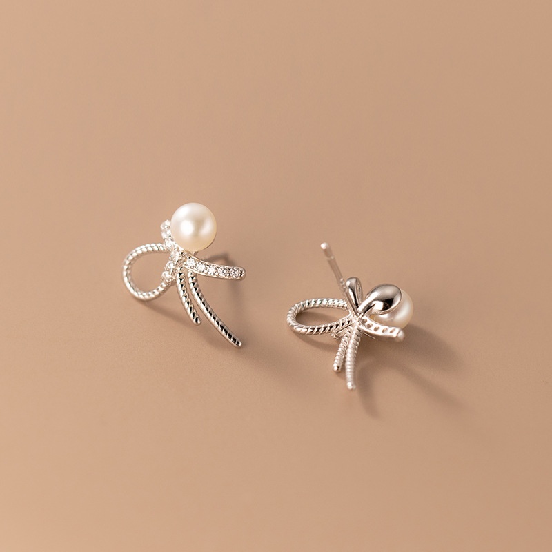 Bông Tai Nữ Bạc 925 ERASHOP 079622 - Cánh Nơ Hạt Châu Nhỏ Gọn, Sang Chảnh, Phù Hợp Đi Tiệc, Đi Chơi, Siêu Rẻ Đẹp