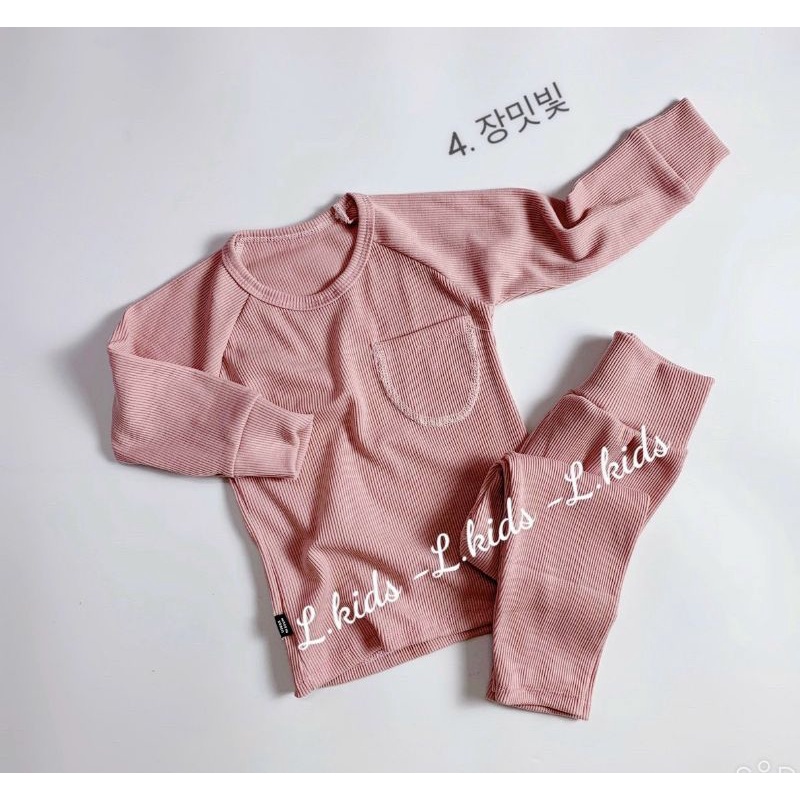 BỘ CẠP CAO DÀI TAY CHO BÉ THUN GÂN - KIỂU HÀN QUỐC K.WOO