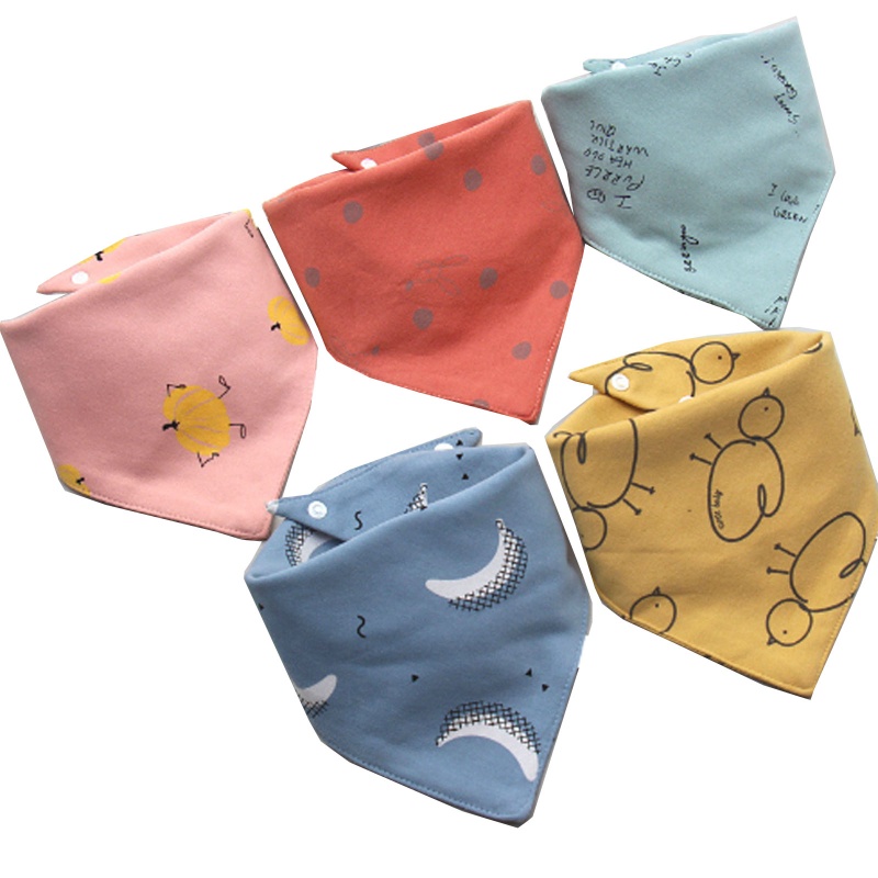 Set 5 Yếm Ăn Cotton Mềm Mại Hình Tam Giác Dành Cho Các Bé
