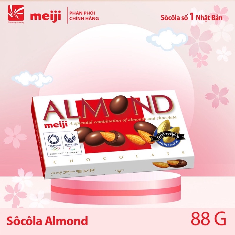 Socola Hạnh Nhân Almond Meiji Chocolate Nhật Bản 86g