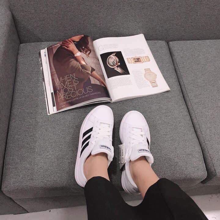 Giày thể thao nữ Adidas Grand Court K - màu trắng