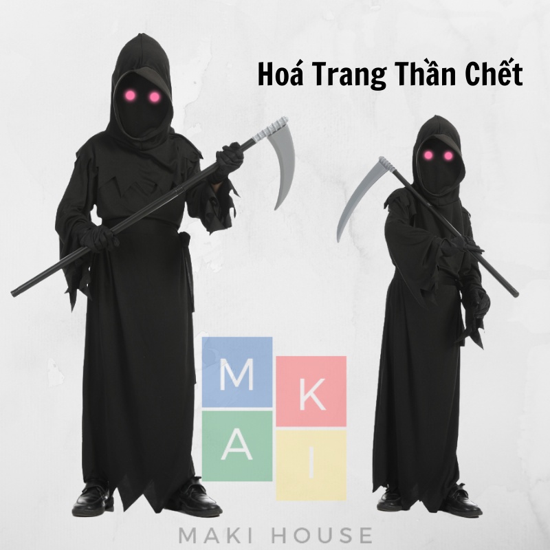 Quần áo trẻ em hoá trang độc lạ halloween hoạt hình Maki Thần Chết. HT225