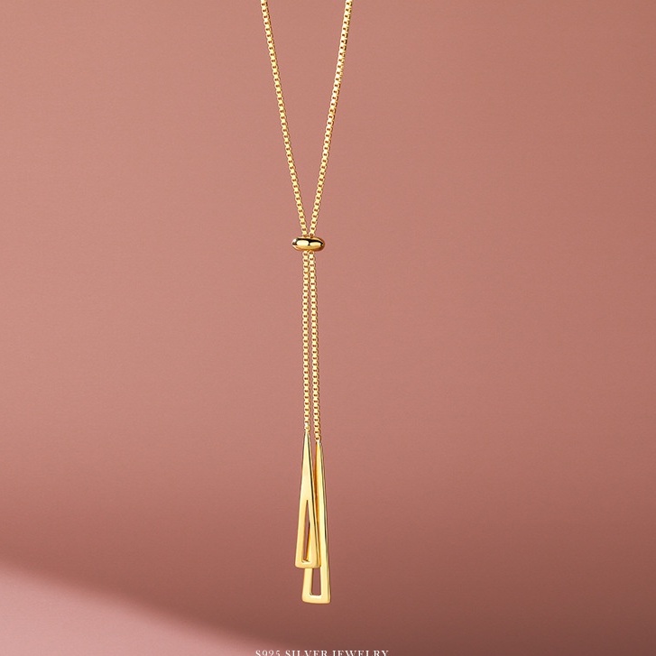 Dây chuyền nữ Eleanor Accessories mặt hình hai tam giác dây rút phụ kiện trang sức trẻ trung