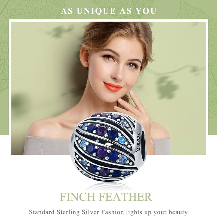 BAMOER Hạt Charm Hình Lông Công Bằng Bạc 925 Dùng Làm Trang Sức DIY SCC472