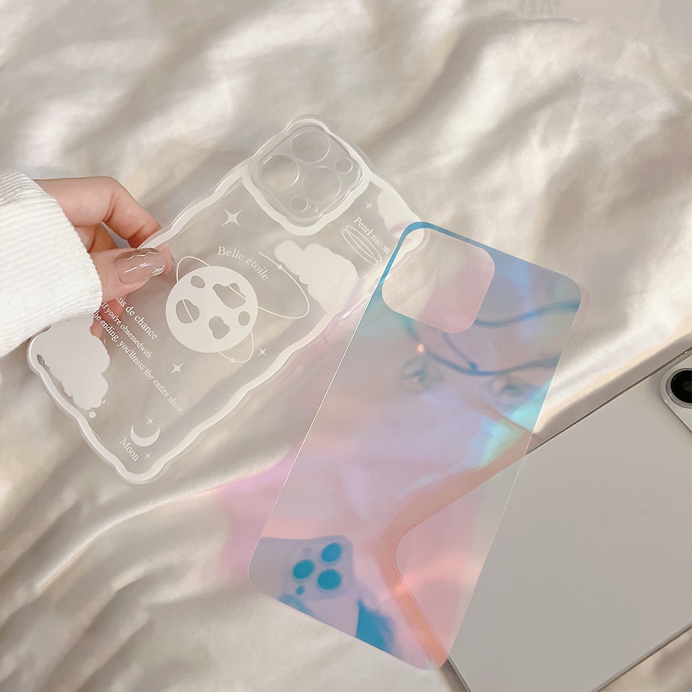 Ốp Điện Thoại TPU Mềm Trong Suốt Chống Sốc Viền Lượn Sóng Màu laser Cho iPhone 11 12 13 Pro max mini XS max xr 7 8 se2020 plus