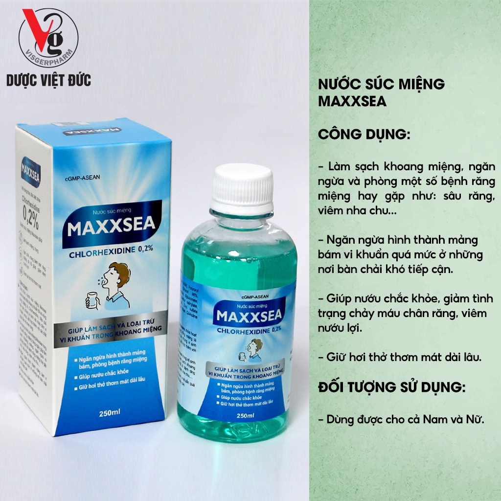 Nước súc miệng Maxxsea giúp làm sạch khoang miệng mảng bám chai 250ml
