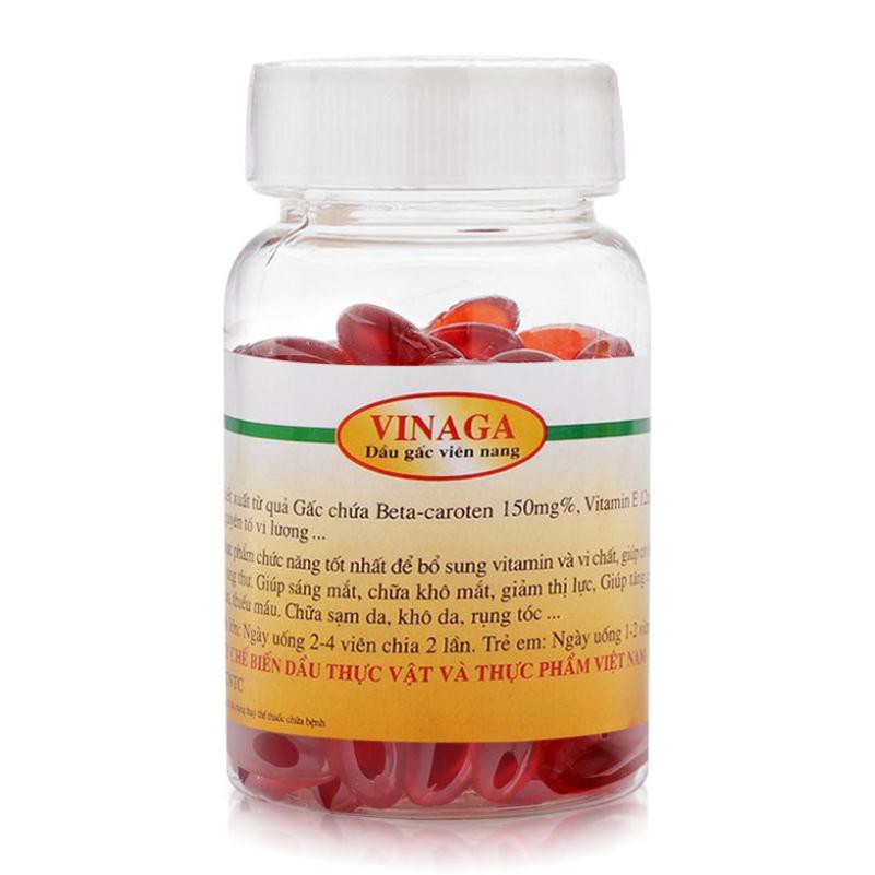 Dầu gấc Vinaga 100 viên sáng mắt, đẹp da, nhiều công dụng tốt H185 | Thế Giới Skin Care
