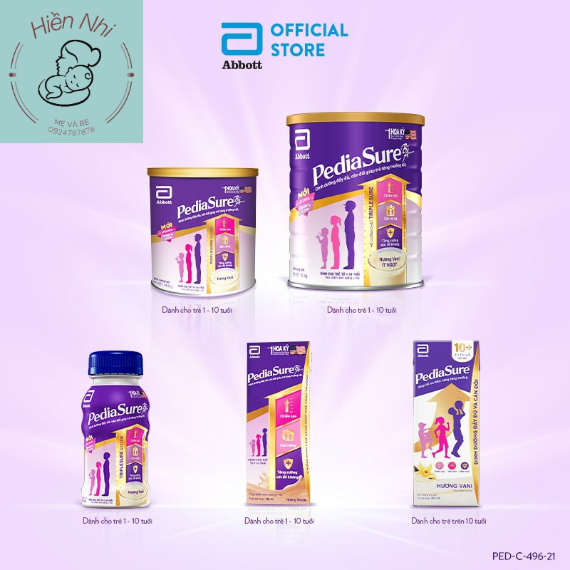 (Mẫu mới Ít Ngọt) Sữa bột Abbott Pediasure 850 Hương Vani