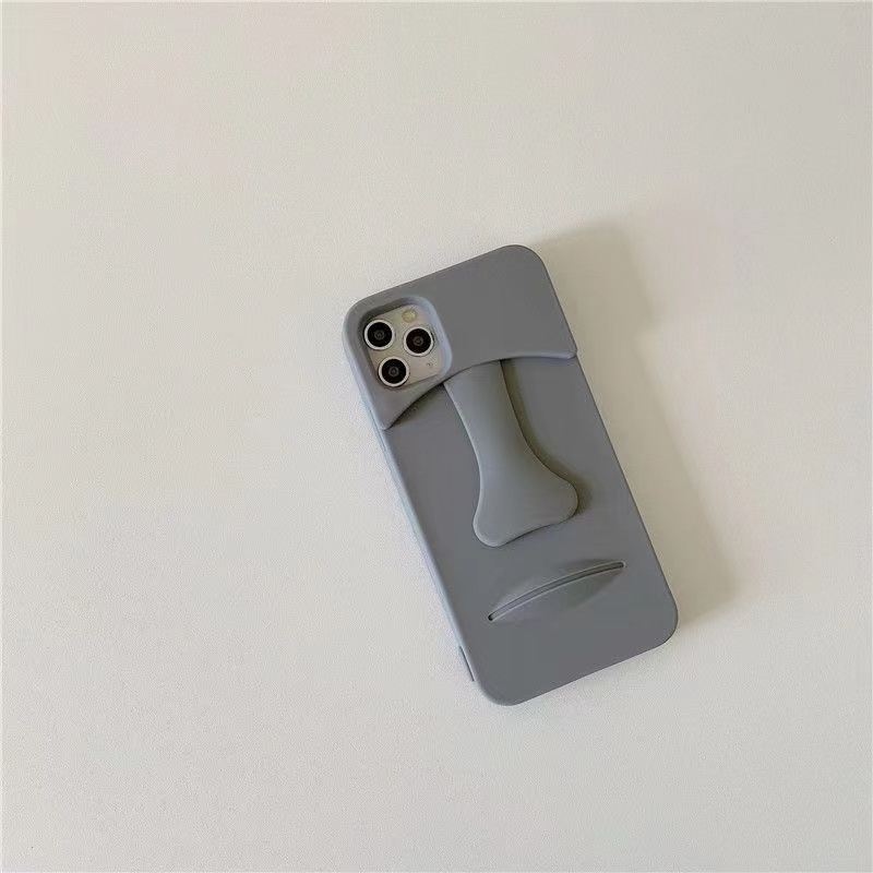 Ốp Điện Thoại Silicon Dẻo Màu Xám Họa Tiết Vân Đá 3D Độc Đáo Chống Sốc Cho iPhone 14 / 13 / 12 / 11 / X / 8 / 7P