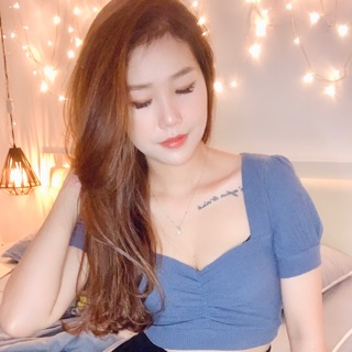 Áo crop top nhún ngực, tay phồng/ hình thật shop chụp 🌸🌸🌸