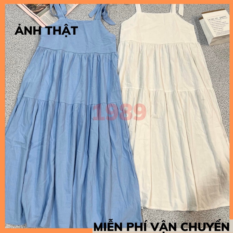 Váy babydoll 2 dây buộc nơ vai, Đầm 2 dây babydoll buộc nơ vai MÂY_1989