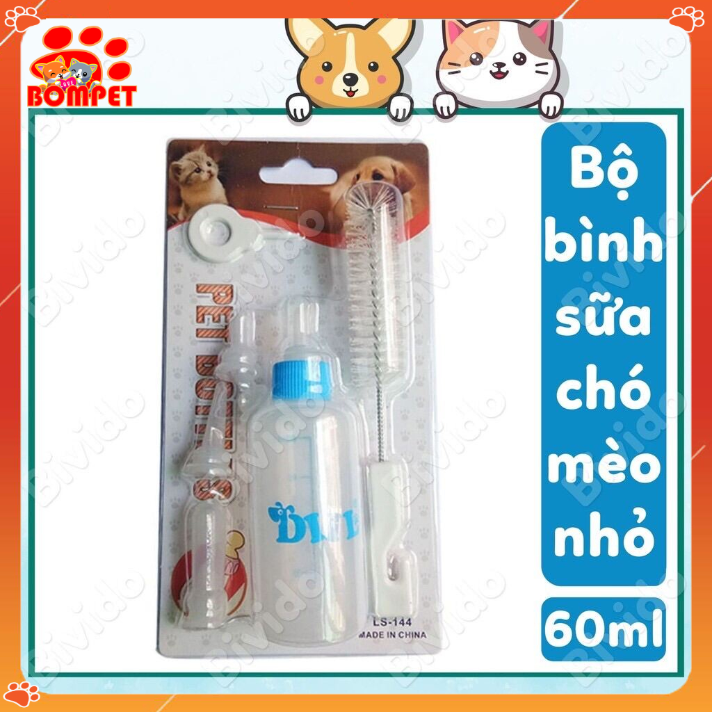 Bình Sữa Cho Chó Mèo Con Kèm 5 Núm Kích Cỡ Và Dụng Cụ Vệ Sinh -BOMPET