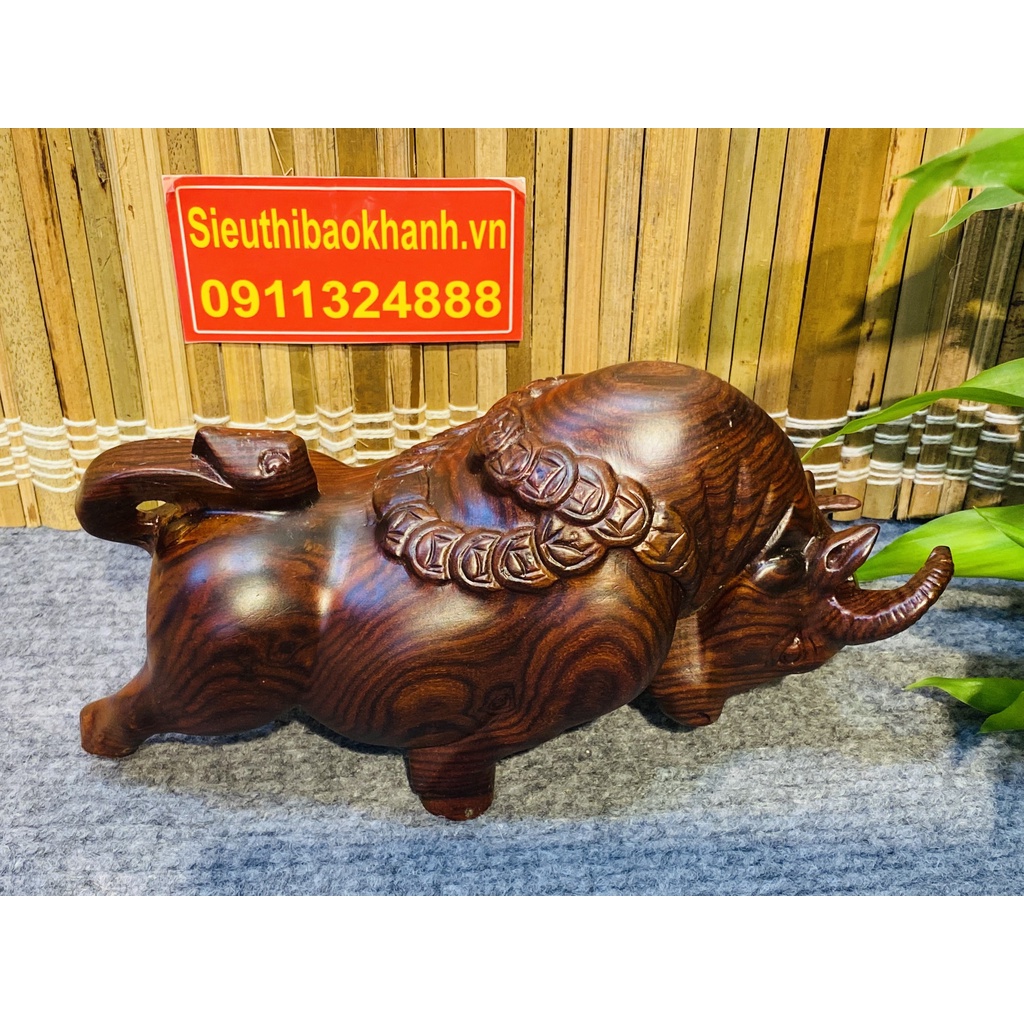 -Tượng bò tót gỗ Trắc cao cấp kt 20*9