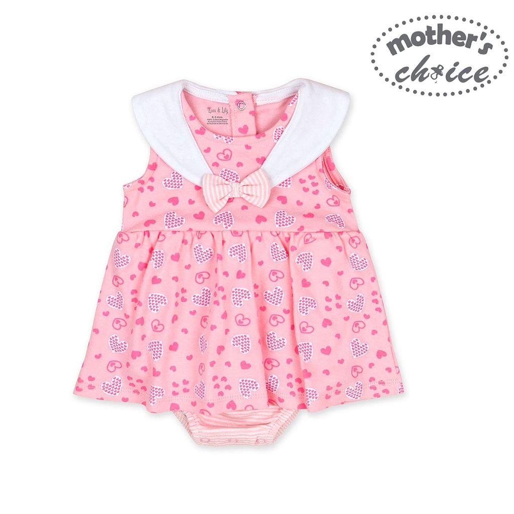 Váy cho bé gái Bodysuit Bộ liền thân dáng váy màu hồng kèm băng đô Mother’s Choice - kèm móc, 100% cotton mềm mại IT3170
