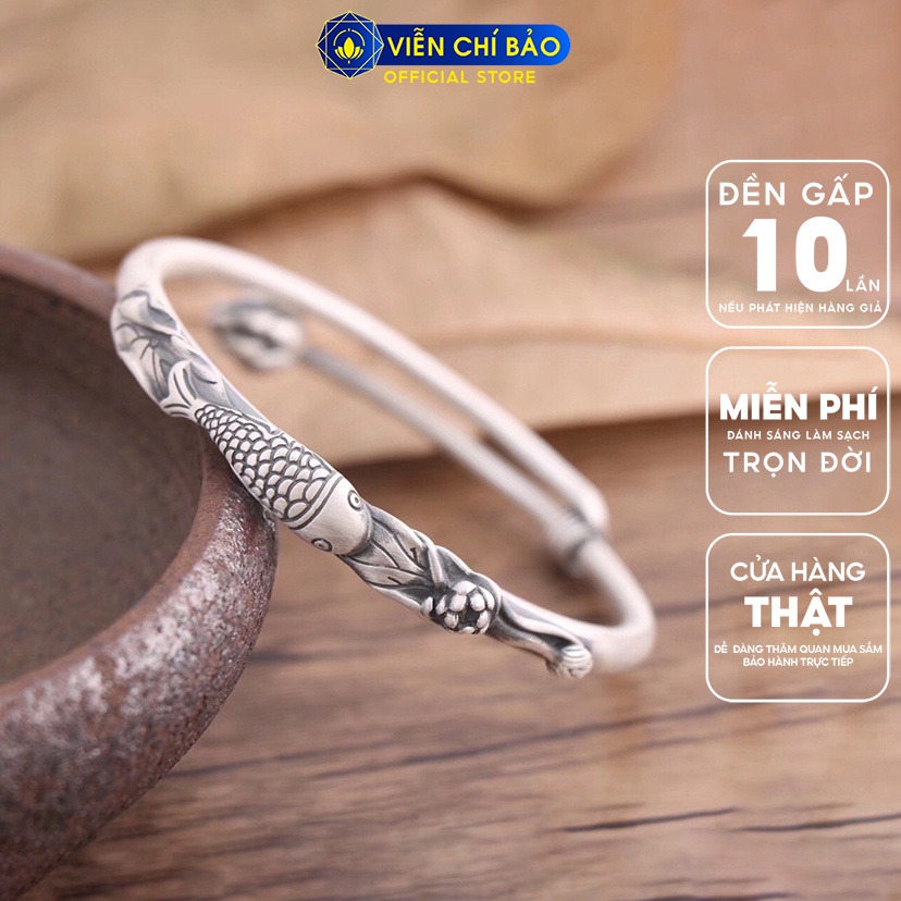Kiềng bạc nữ lý ngư liên hoa bản kín chất liệu bạc Thái 925 thời trang nữ phụ kiện trang sức nữ Viễn Chí Bảo L000208