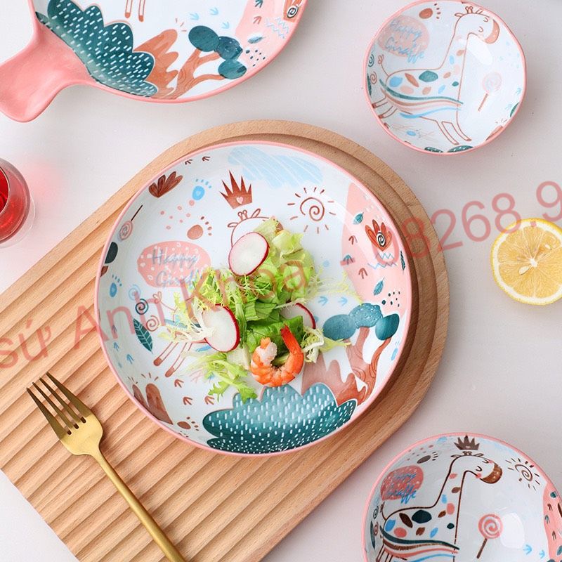 Bộ Chén Dĩa Sứ Bát Ăn Cơm Đĩa Sứ Decor cao cấp Tổng hợp các mẫu đĩa tròn 20cm xinh yêu