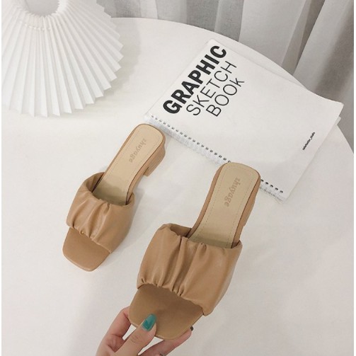 [SẴN] Dép cao gót bèo nhún đế 4cm giá mềm G039