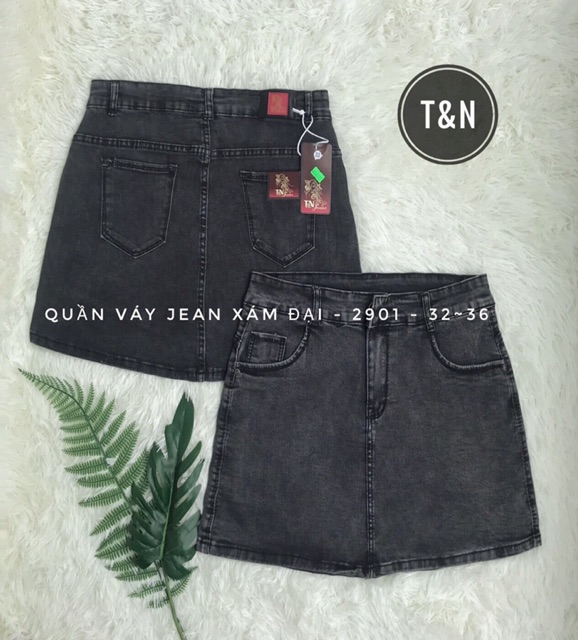 Quần jean nữ quần váy cạp cao chất bò jean thun co dãn màu xanh