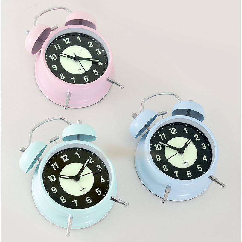Đồng Hồ Báo Thức Analog 4Inch Chạy Pin Không Ồn Có Đèn Nền Chuyên Dụng Cho Phòng Ngủ
