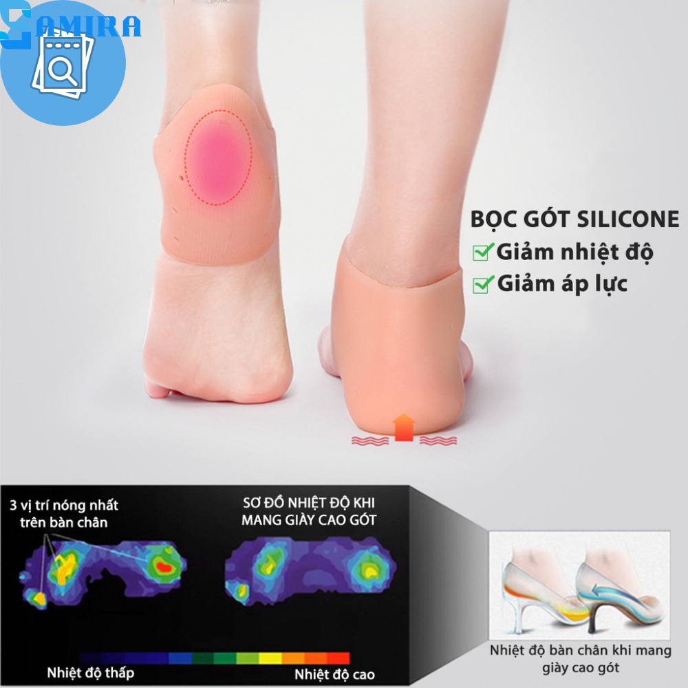 Cặp tất vớ Silicon bọc gót bảo vệ giảm đau chống nẻ gót chân Cao Cấp miếng lót gót chân khi mang giày cao su mềm SA13