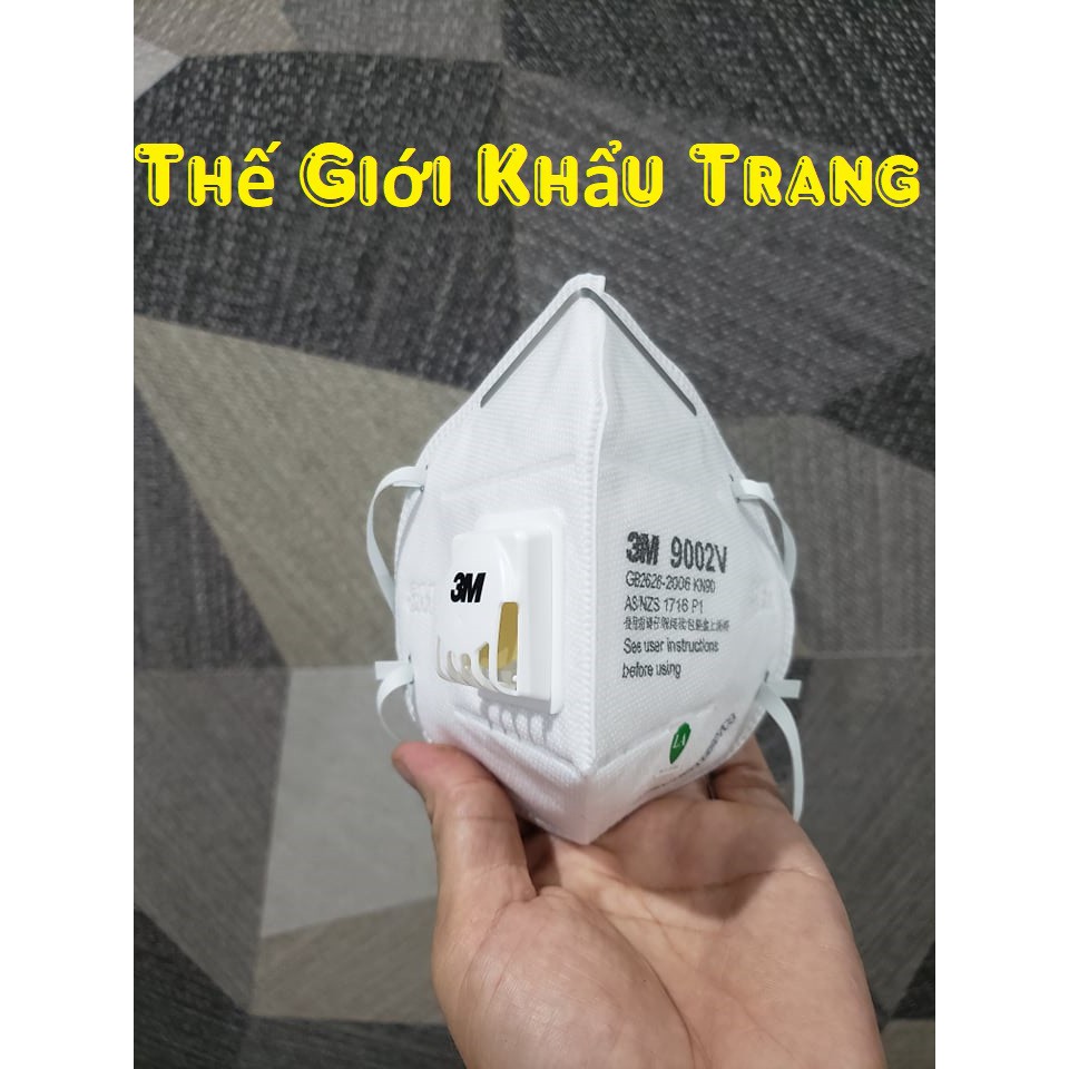 Khẩu trang 3M 9002v, chống bụi mịn PM2.5, dây đeo qua đầu, hàng chính hãng