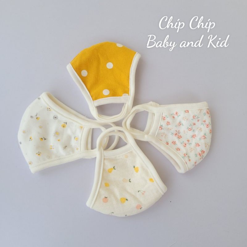 Khẩu Trang vải cotton Hàn 2 lớp cho bé sơ sinh(0-24 tháng)