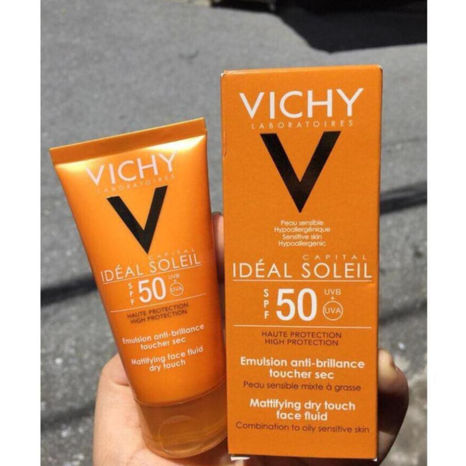 CHÍNH HÃNG Kem chống nắng Vichy Ideal Soleil Mattifying Face Fluid Dry Touch SPF 50 UVA +UVB 50ml