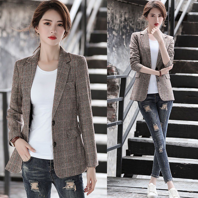 Áo Khoác Blazer Kẻ Sọc Caro Thời Trang Thanh Lịch Cho Nữ | BigBuy360 - bigbuy360.vn