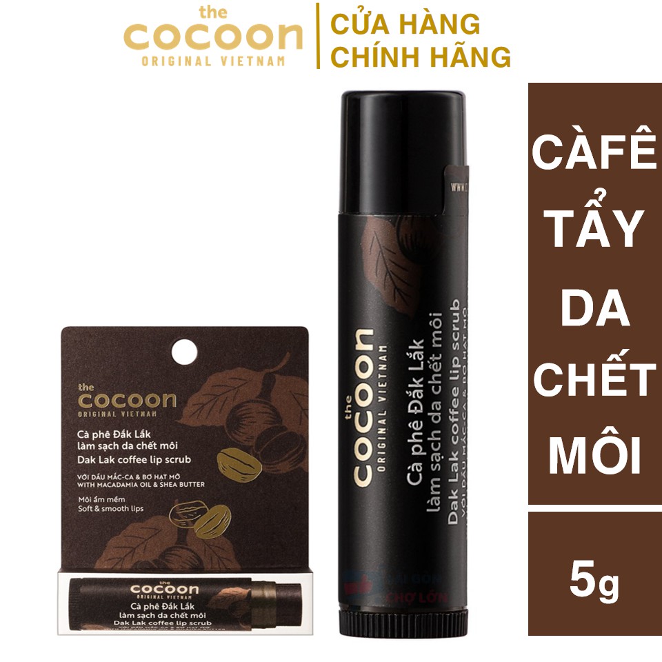 [CHÍNH HÃNG] Cà Phê Đăk Lăk Làm Sạch Da Chết Môi Cocoon Thuần Chay 5g (Lip scrub)