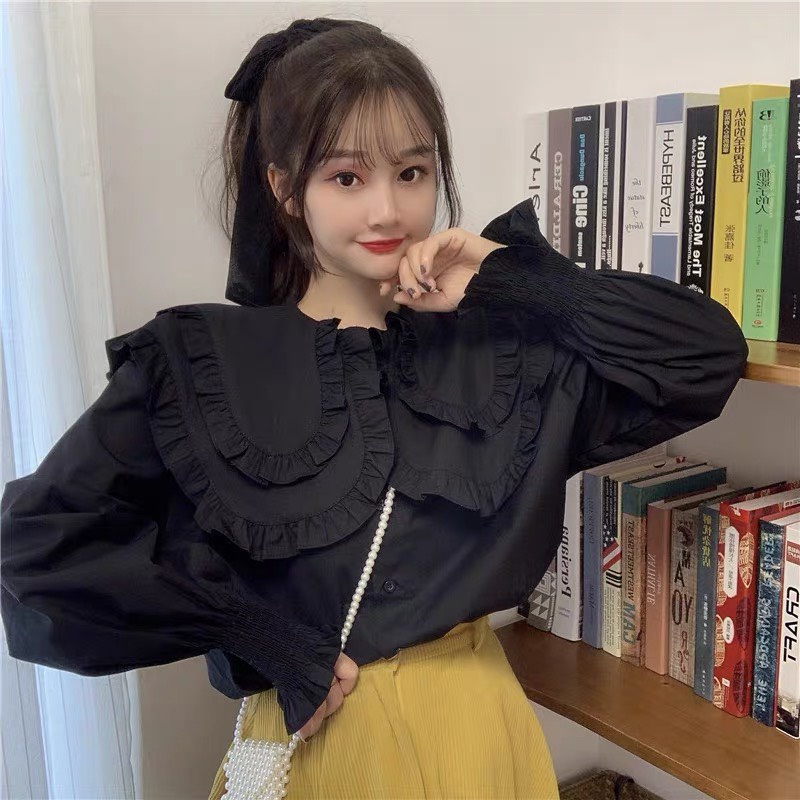 [ẢNH THẬT] - Áo sơ mi phối vạt bèo ulzzang - SM06 - jannahouse