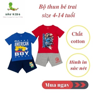 Đồ bộ bé trai, bộ thun bé trai chất cotton, nhiều màu, size đại 4-14 tuổi - SAUKIDS