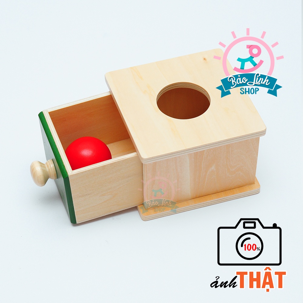 Giáo cụ Montessori 0-3 - Hộp thả bóng có ngăn kéo BẢN CHUẨN| Đồ chơi 6-9 tháng