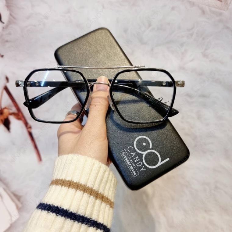 Kính Mắt Vuông Gọng Kim Loại Hàng Đẹp