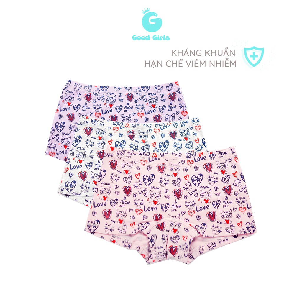 [Mã FABRFAKF154 giảm 100% đơn 0đ tối đa 10k] Quần lót kháng khuẩn cotton bé gái Good Girl dáng quần đùi boxer mặc váy