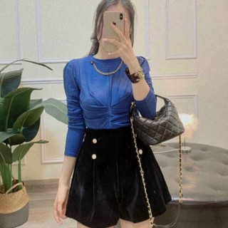 Áo Len Kiểu, Dài Tay, Nhúm Eo