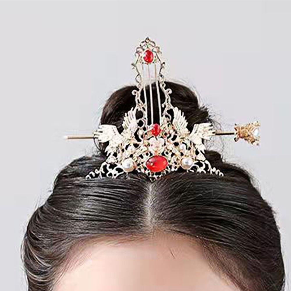 Vương Miện Cài Tóc Phong Cách Trung Hoa Cổ Điển|Trâm Cài Tóc Hình Chim Hạc Dùng Làm Đạo Cụ Chụp Ảnh