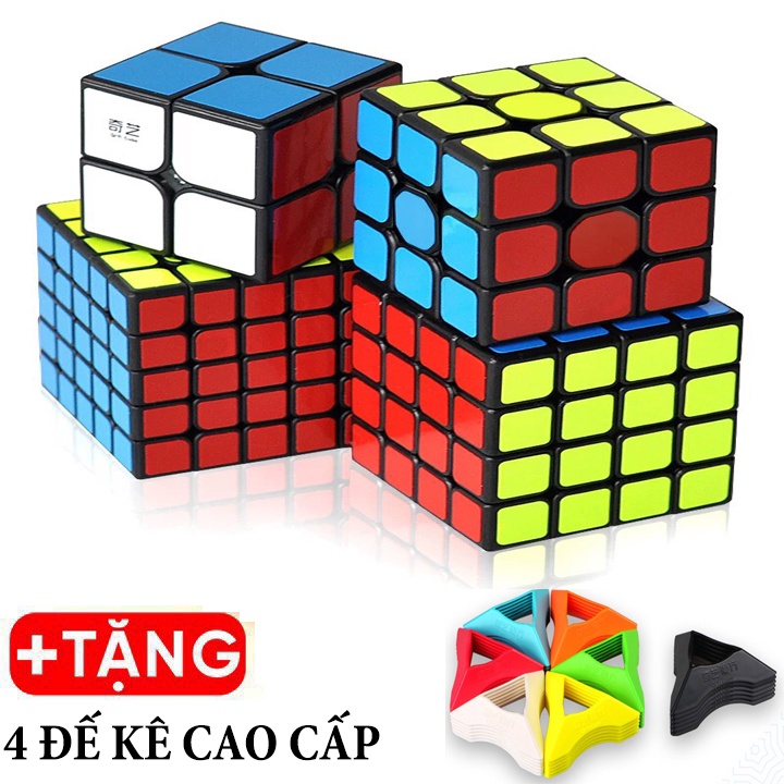 Combo Rubik 2x2, 3x3, 4x4, 5x5 - Bộ 4 Rubik Viền Đen Cao Cấp