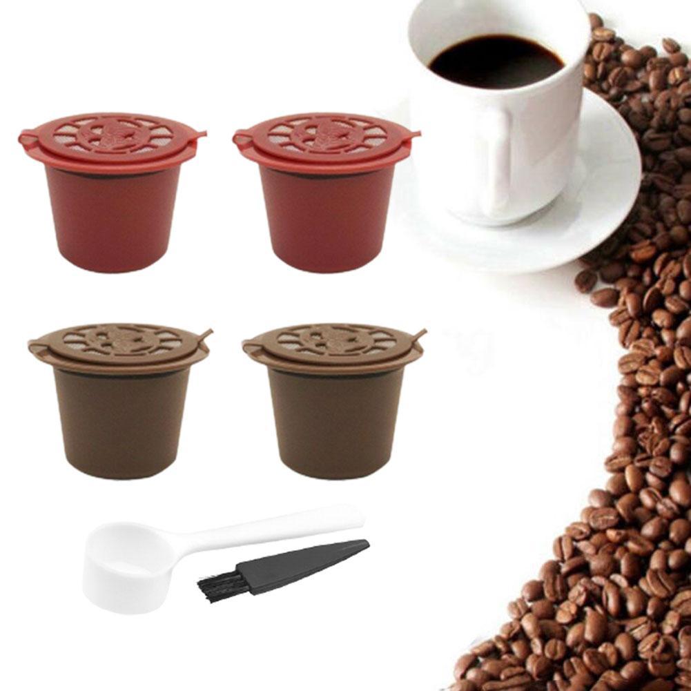 Set 4 dụng cụ lọc cà phê viên Nespresso sử dụng được nhiều lần kèm muỗng và chổi