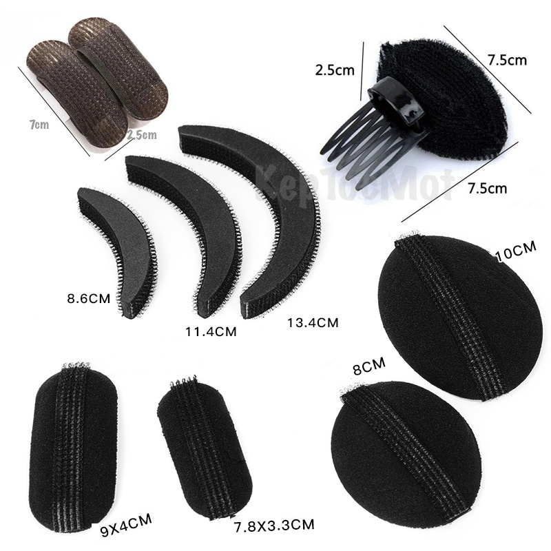 Cài độn tóc phồng 2 bên, kẹp độn phồng mái tóc giả, độn phồng chân tóc 9cm