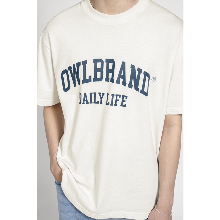 OWL BRAND® RETRO TEXT TEE - Áo thun in chữ cổ điển / Trắng - OWL010322