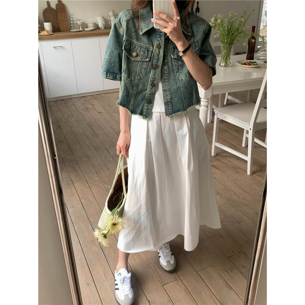 Áo Khoác Denim Dáng Ngắn Phong Cách Hàn Quốc Cổ Điển 63635