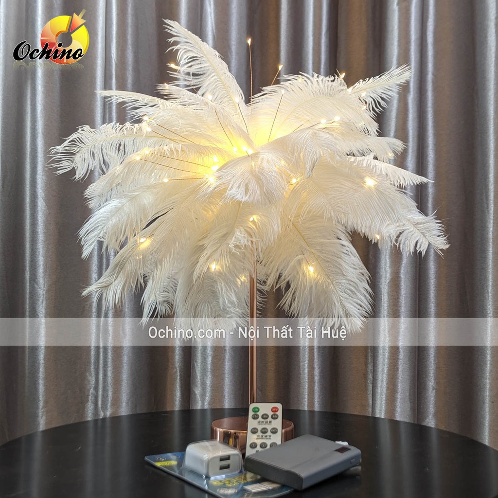 Đèn Lông Vũ, Đèn Ngủ Để Bàn Trang Trí Có điều khiển Từ Xa (Hàng Có Sẵn)