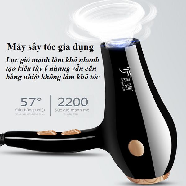 [XẢ HÀNG CUỐI NĂM] Máy sấy tóc Deliya 2 chế độ gió 3 chế độ nhiệt công suất 2200w, tặng kèm bộ 5 phụ kiện